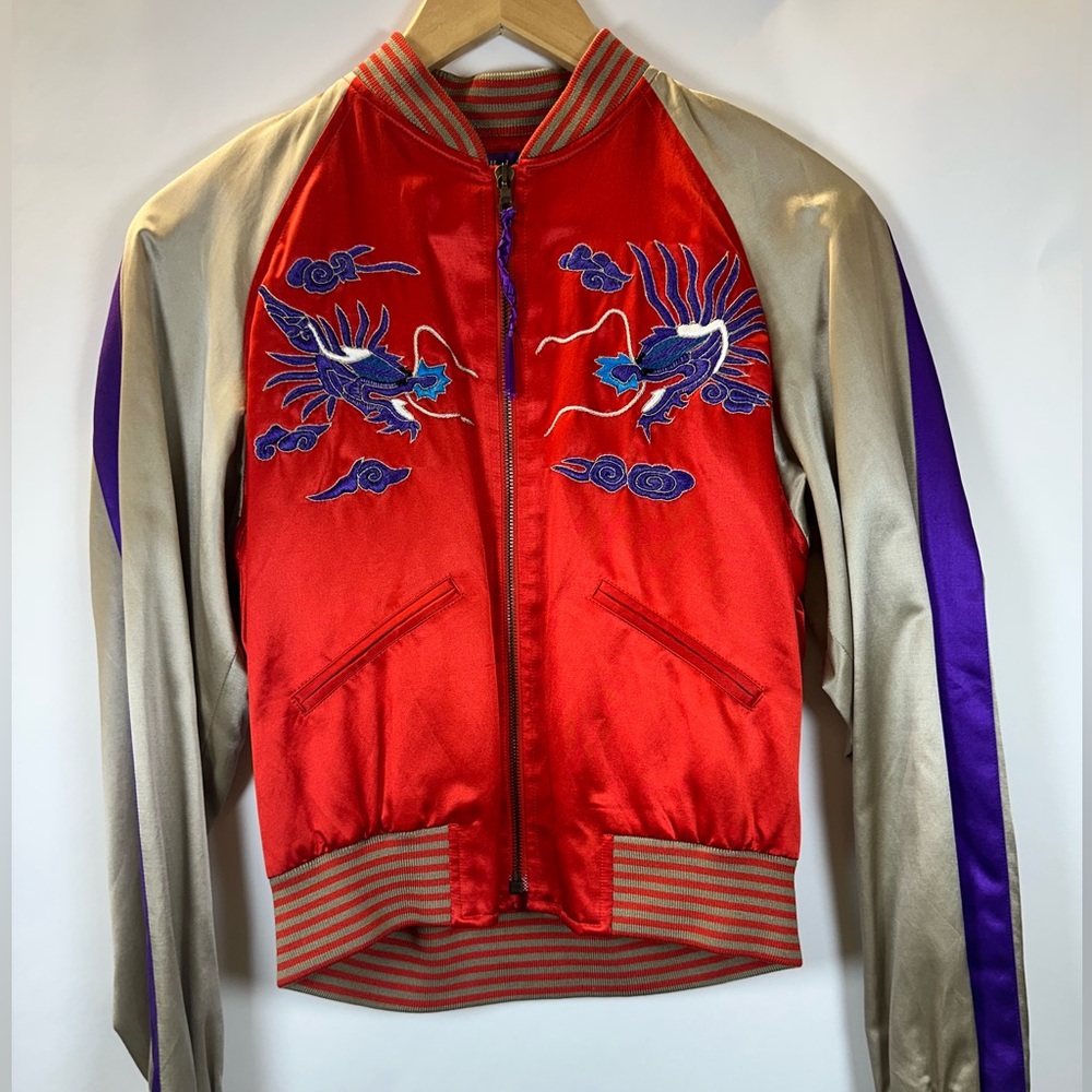 RALPH LAUREN PURPLE LABEL COLLECTION silk dragon bomber jacket SIZE 6